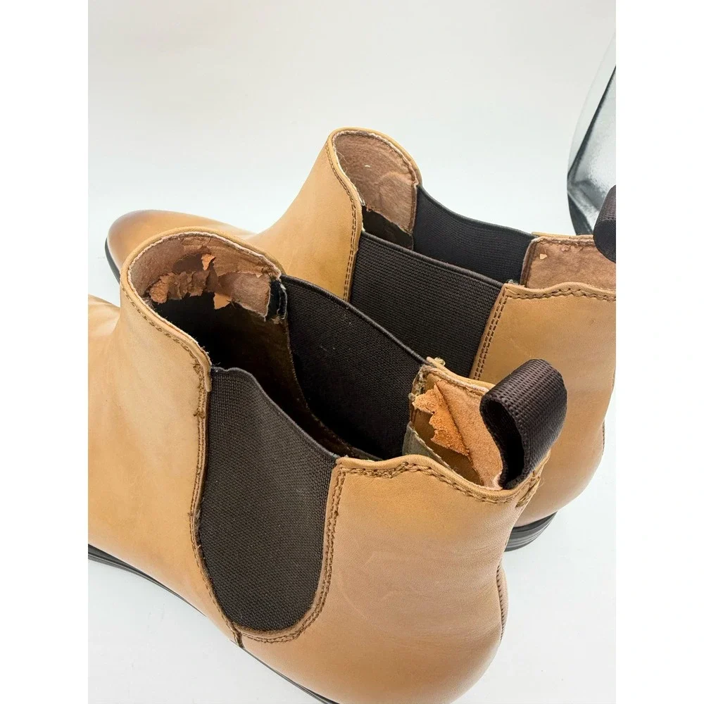 Aldo Mens Tan‎ Leather Chelsea Boots Cognac Almond Toe Ankle Dress Boots